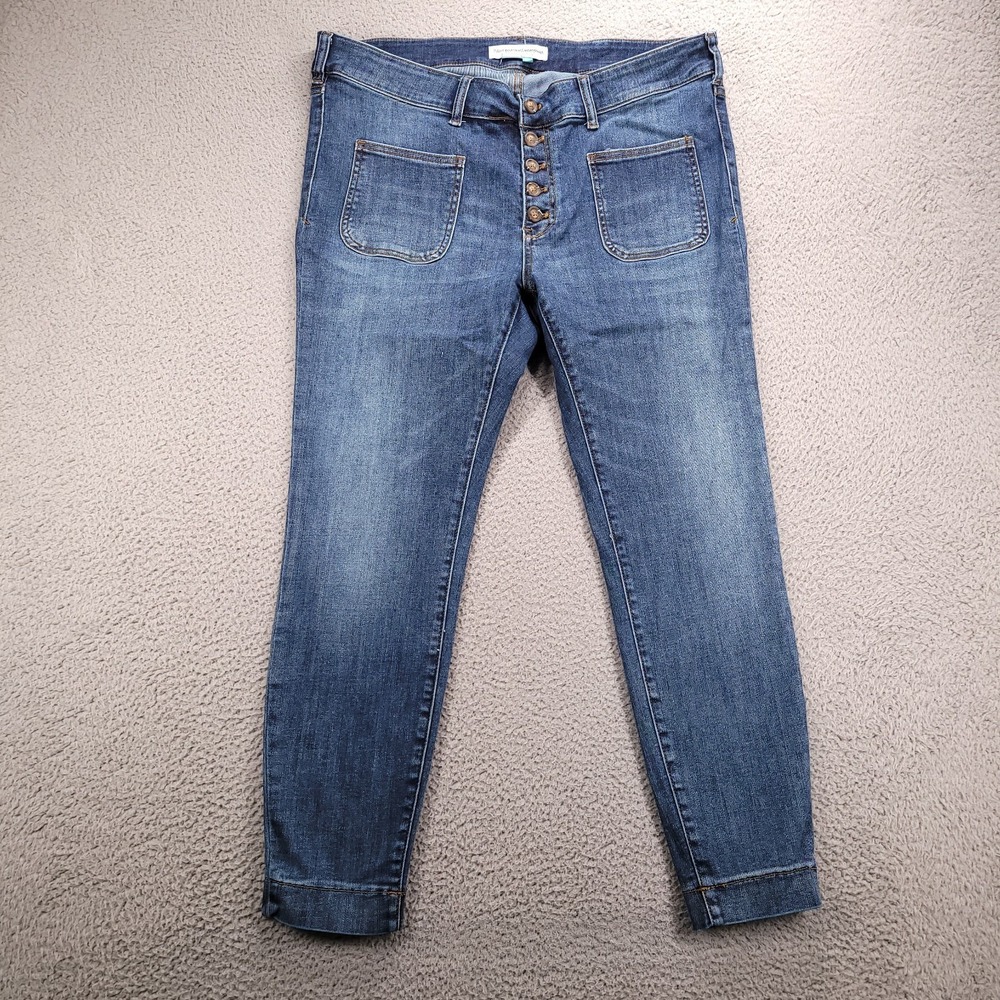 Pilcro Women's Ankle Cropped Button-Fly Jeans in Medium Blue